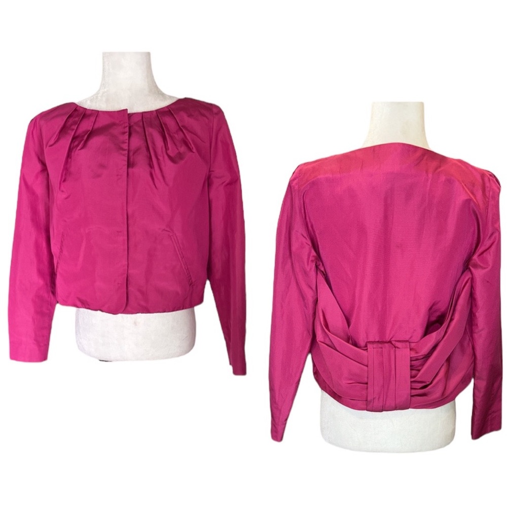 NWT Moschino Rare Vintage Pink Silk Blend Bow Crop Blazer - 42 - 8 US